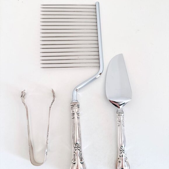 GORHAM STERLING SILVER CHANTILLY CAKE BREAKER TONGS CAKE PIE SERVER SET OF 3 - Picture 7 of 8